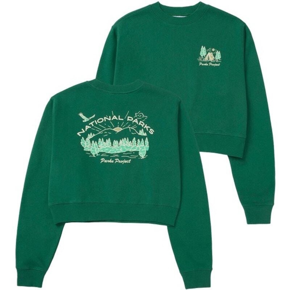 Parks Project Women’s Cropped Green Sunrise Sweatshirt XL